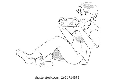 Young man looking at smartphone screen