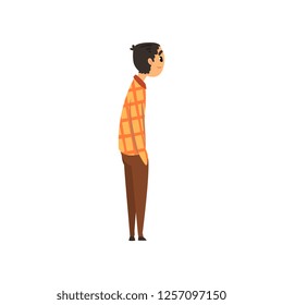 Young man looking at something, side view vector Illustration on a white background