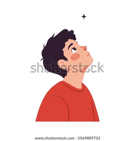 young man is looking up at a star 