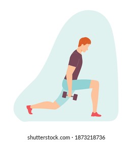 Man Making Lunges Doing Sport Exercises Stock Vector (Royalty Free ...