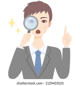  young man with magnifying glass flat style avatar