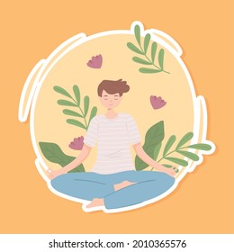 young man making yoga cartoon