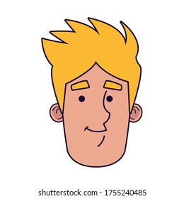 young man male head avatar character vector illustration design