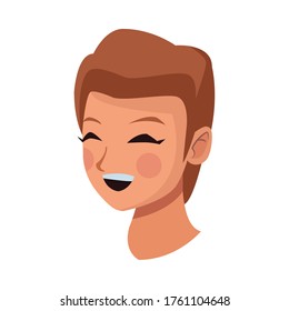 young man male head avatar character vector illustration design