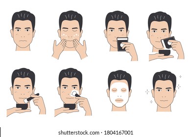 Young man mask her face with facial mask