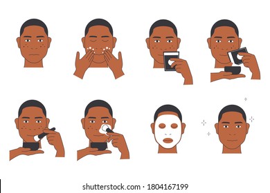 Young man mask her face with facial mask