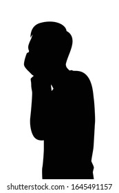 Young man with mask for protect virus or pollution silhouette vector