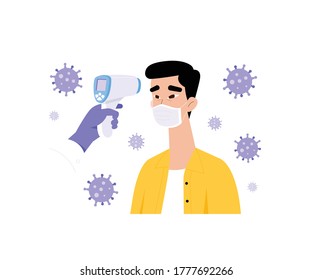Young man with mask Vector illustration in a flat style