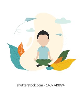 Young man meditating having creative idea. Business idea concept