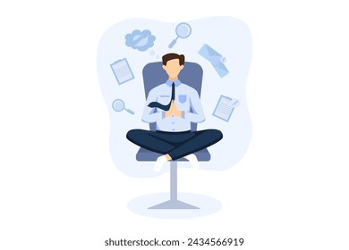 Joven meditando en el trabajo Diseño plano