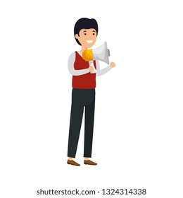 young man with megaphone