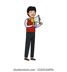 young man with megaphone