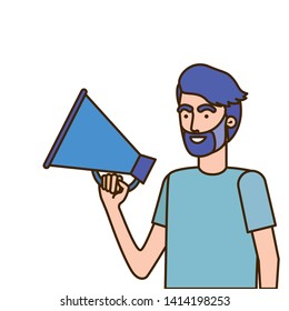 young man with megaphone in the hand