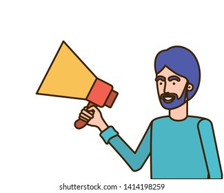 young man with megaphone in the hand