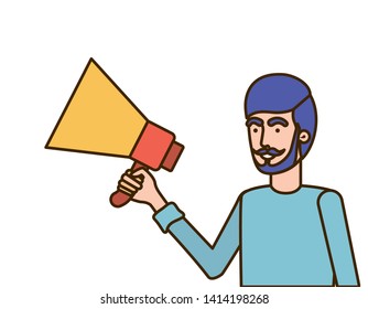 young man with megaphone in the hand