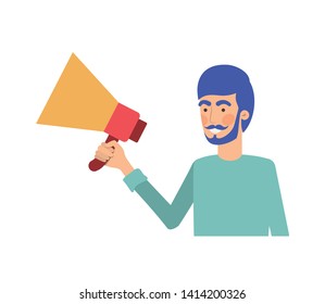 young man with megaphone in the hand