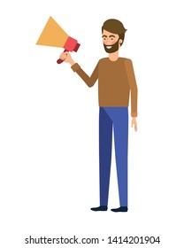 young man with megaphone in the hand