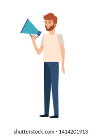 young man with megaphone in the hand