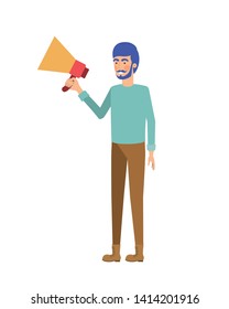 young man with megaphone in the hand