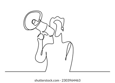 young man megaphone holding advertising shout line art