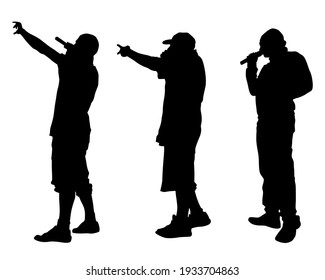Un joven con micrófono lee un rap. Imagen estilizada sobre el tema del hip hop
