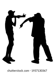 Young man with a microphone reads a rap. Stylized image on theme of hip hop