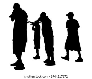Young man with a microphone reads a rap. Stylized image on theme of hip hop