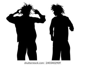 Young man with a microphone reads a rap. Stylized image on theme of hip hop