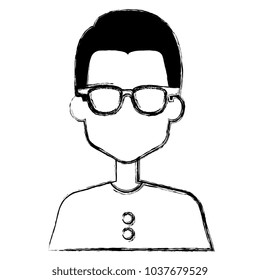 young man model with glasses avatar character