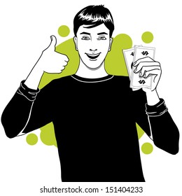 Young man with money in hand