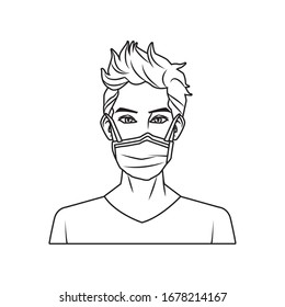 young man with mouth cap medical accessory vector illustration design