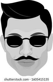 Young man with mustache sunglasses
