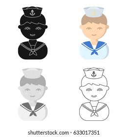 A young man in a naval uniform. A seaman serving in the Navy. On the young man there is a cap of Morflot. Illustration for web and mobile design.