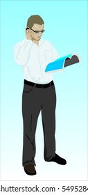 young man in official clothes speaking mobile phone