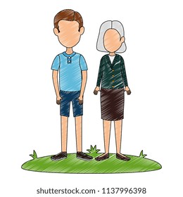 young man and old woman avatars characters