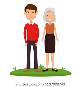 young man and old woman avatars characters