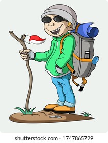 a young man on  an adventure