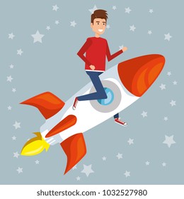 young man on the rocket character
