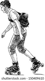 young man on roller skates