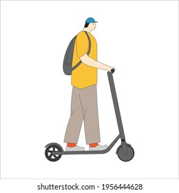 Young man on a scooter
