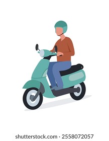 Young man on a scooter with helmet stock illustration