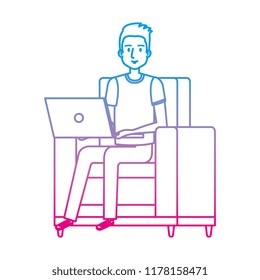 young man on the sofa with laptop