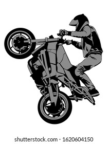 Premium Vector  Silhouette of motorcycle rider performing trick on white  background