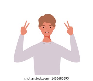 young man on white background