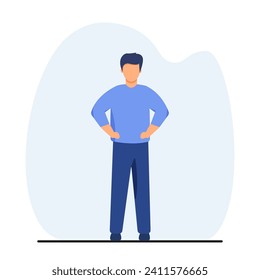 Young man on a white background. Graphic Design Vector Illustration in a cartoon style