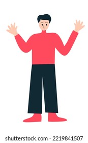 Young man with open arms 