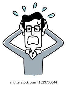 Young man: panic, confusion