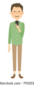 Young man, Papa, Phone
