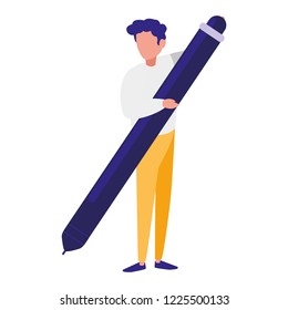 young man with pencil