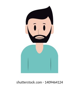 young man person upper body with beard cartoon vector illustration graphic design